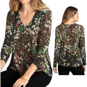 Iconic Johnny Was Ash Bird Top 🐆🌸💐🍃swing tee   Size XL